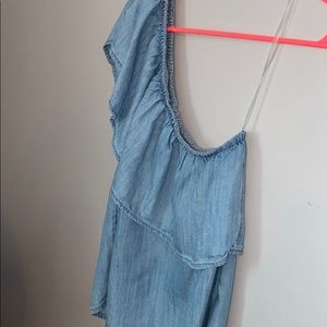 One Shoulder Denim Tank Top
